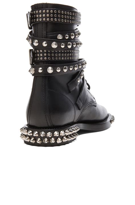 Saint Laurent Rangers Double Studded Leather Combat Boots in 